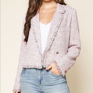 Angelica Cropped Tweed Blazer in pink